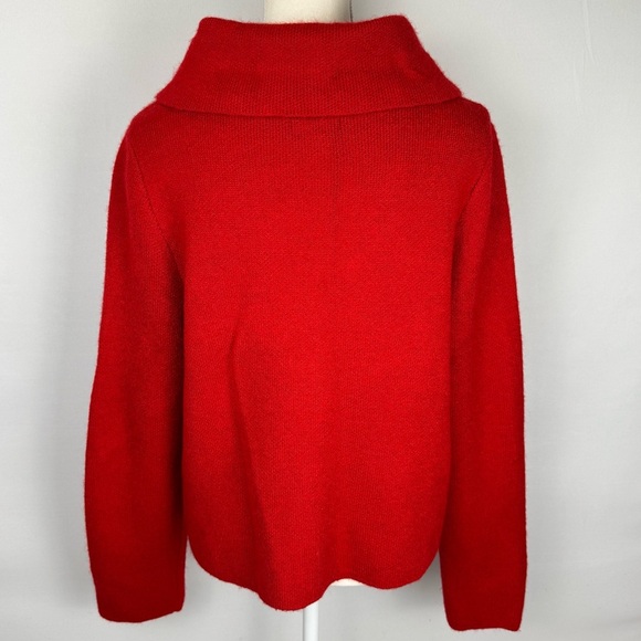 Adrienne Vittadini Marilyn Sweater Red Shawl Collar Jewel Button Wool Blend XL - Picture 7 of 11